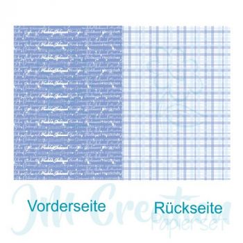 Schrift blau kariert - Designpapier