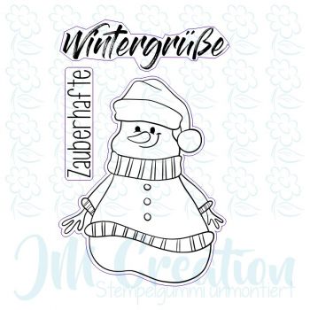 Wintergrüße Schneemann - Stempelgummi